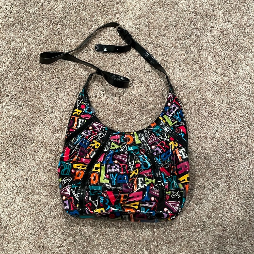Vera Bradley Purse A to Vera Black and Bright Letter Vinyl Crossbody